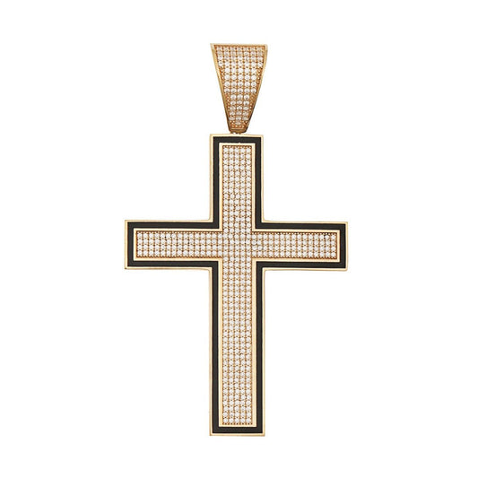 9ct Solid Yellow Gold Cubic Zirconia Crosses 75mm HPP0151