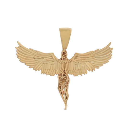 9ct Solid Yellow Gold Angel Pendant 52mm HPP0068