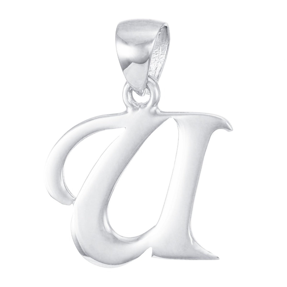 9ct Solid White Gold Initial Pendant Letter U - 23mm PD60002-9W-U