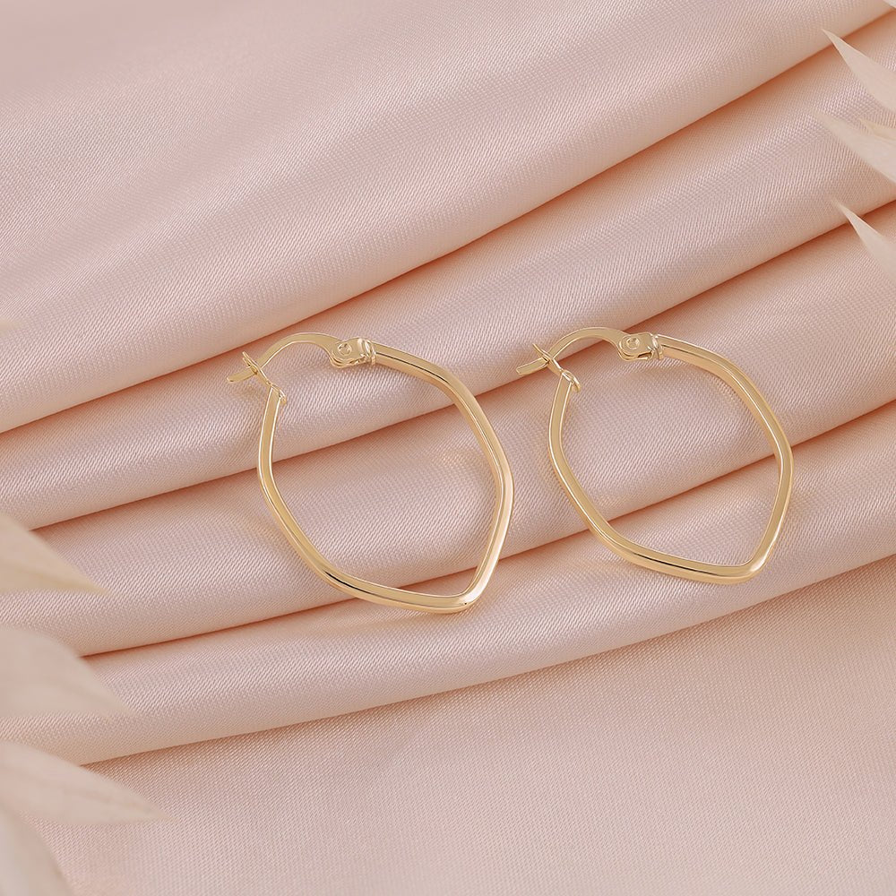 9ct Solid Yellow Gold Plain Hoop Earrings ERV0535S