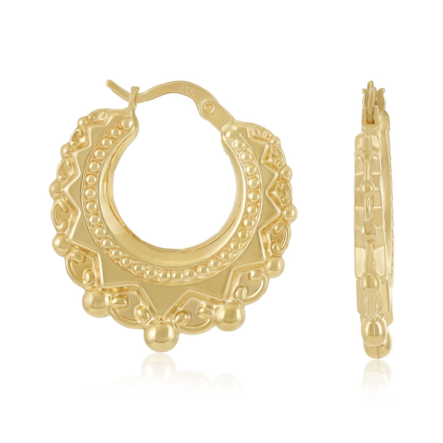 9ct Yellow Gold Rounded Creole Hoops