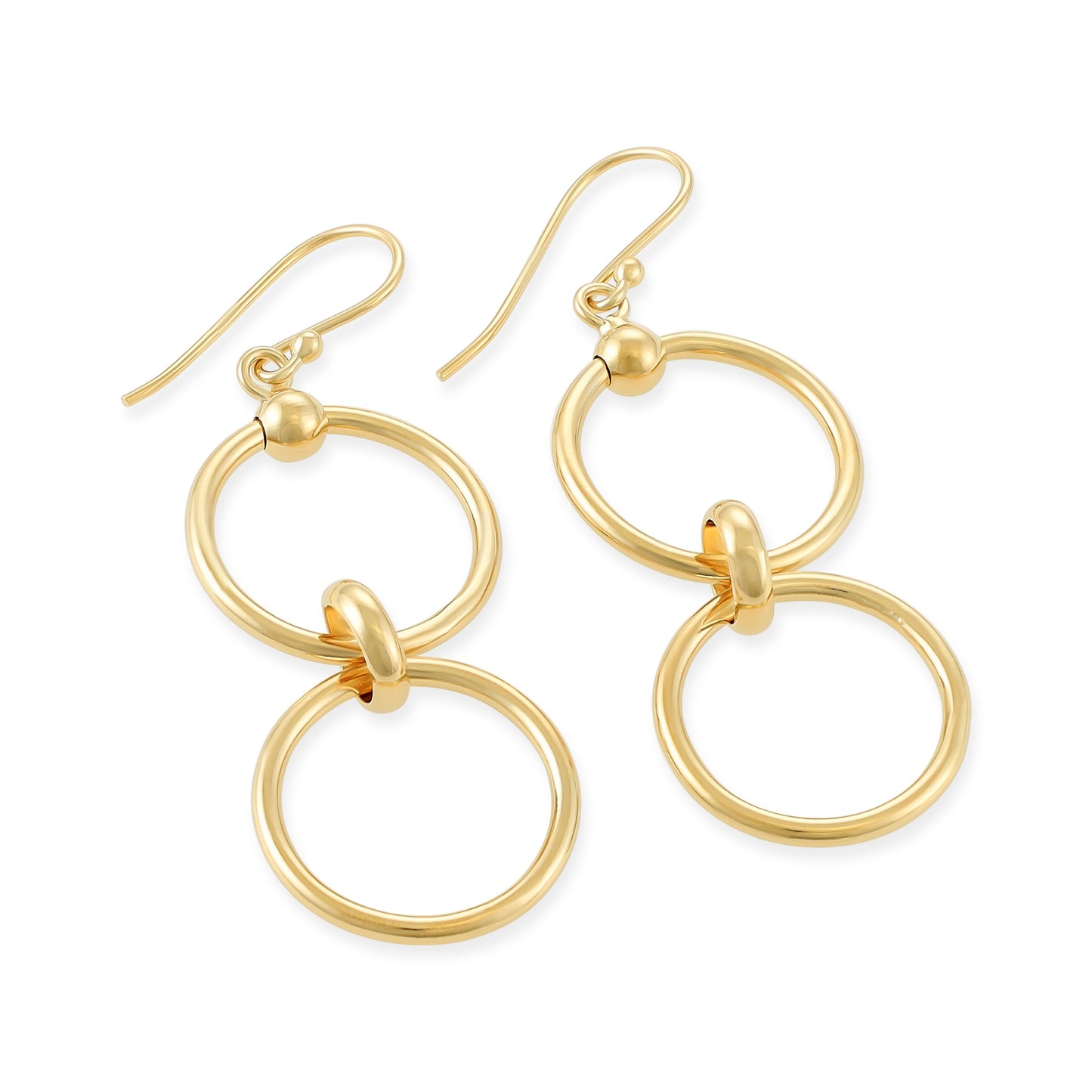 Gold-Plated Silver Double-Circle Hoop Earrings