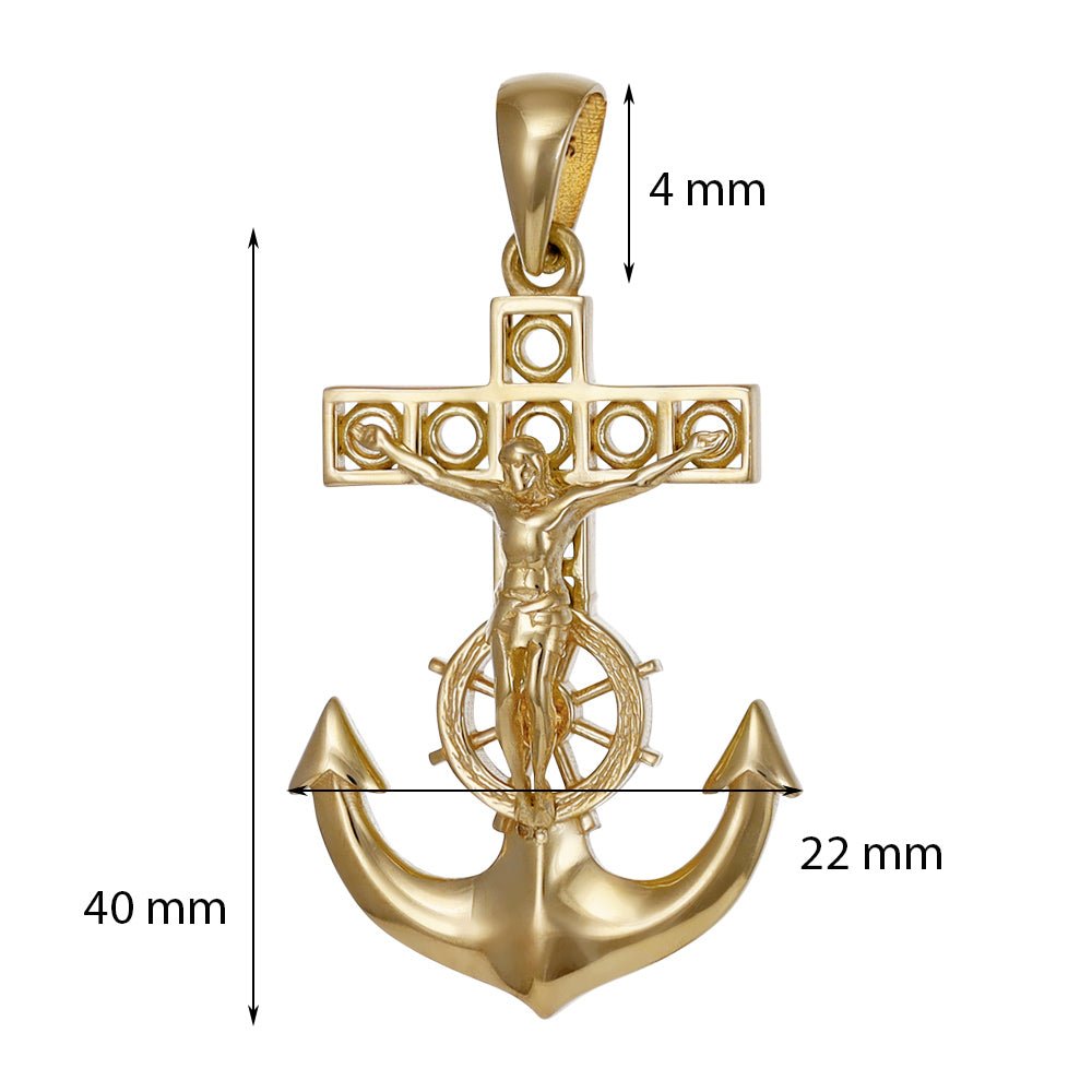 9ct Solid Yellow Gold Drop Anchor Pendants PD60-9-41-5