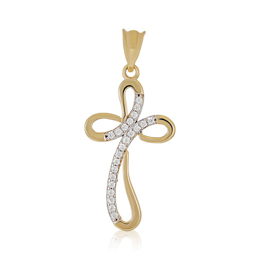 9ct Yellow Gold Cubic Zirconia Cross Pendant