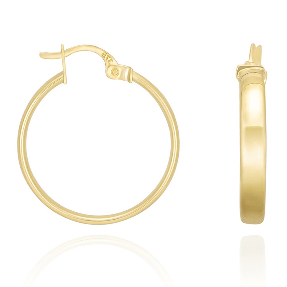 9ct Solid Yellow Gold Plain Hoop Earrings ERV0112S