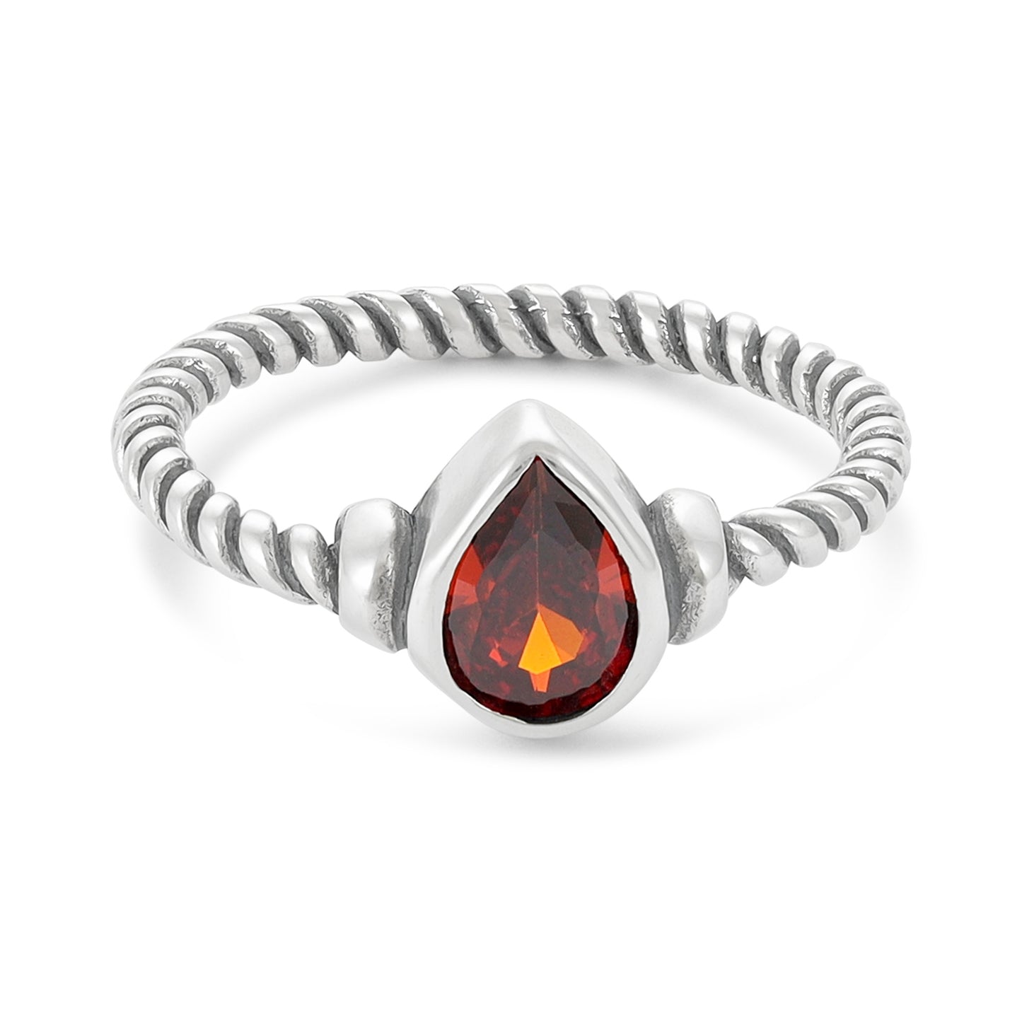 Sterling Silver Red Gemstone Ring