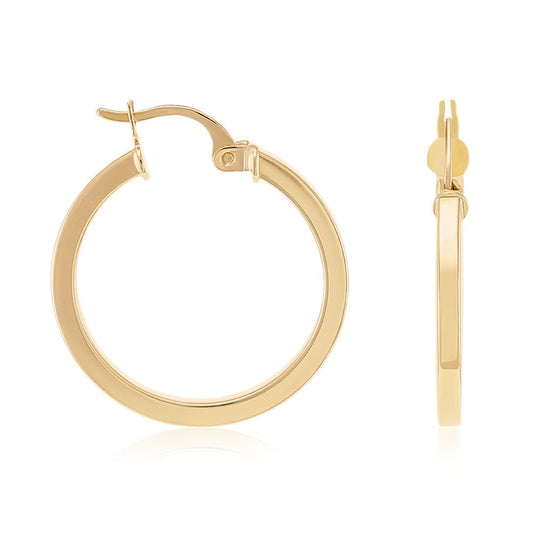 9ct Solid Yellow Gold Plain Hoop Earrings ERV0048S