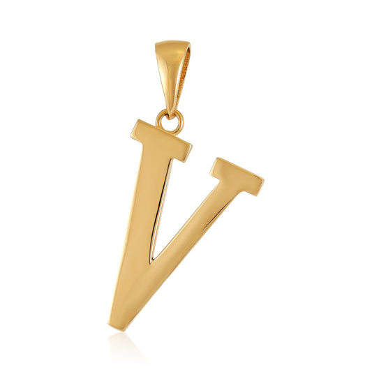 9ct Yellow Gold Initial Letter V Pendant