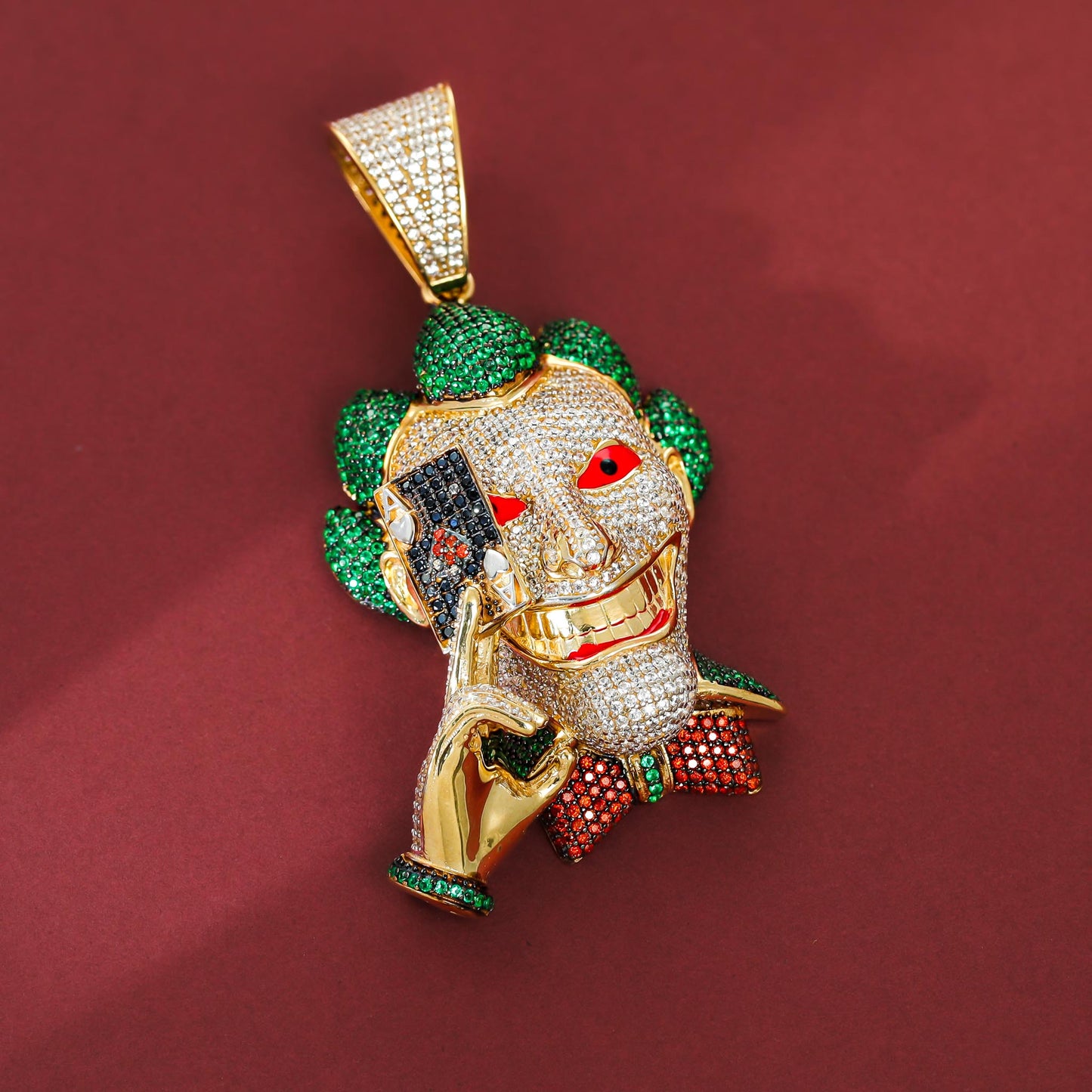 9ct Yellow Gold Evil Clown Pendant with Cubic Zirconia PD7013