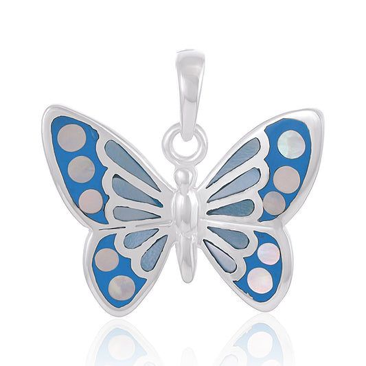 Sterling Silver Abalone Butterfly Earrings Pendant SPD4009