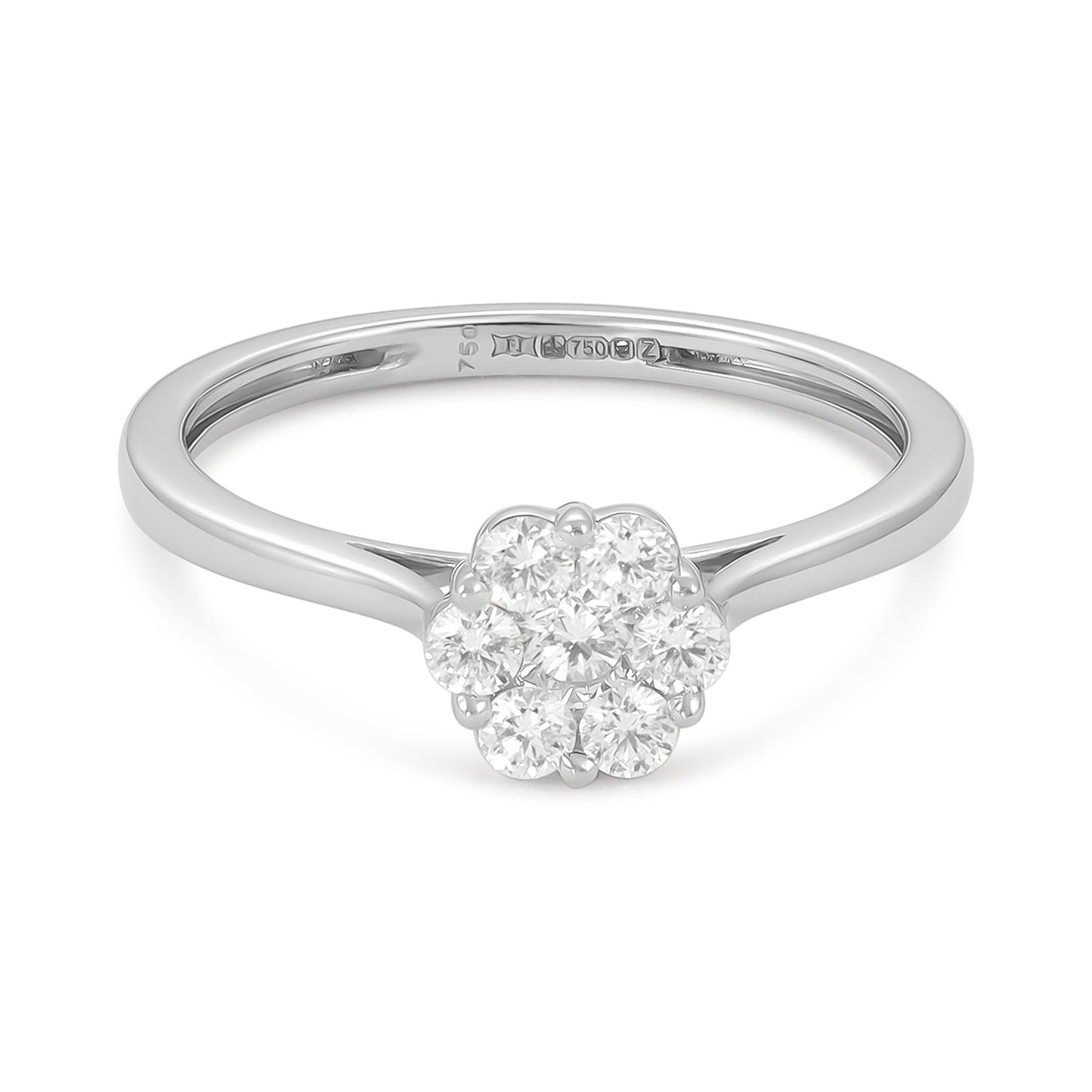 18ct Diamond Cluster Solitaire Engagement Ring