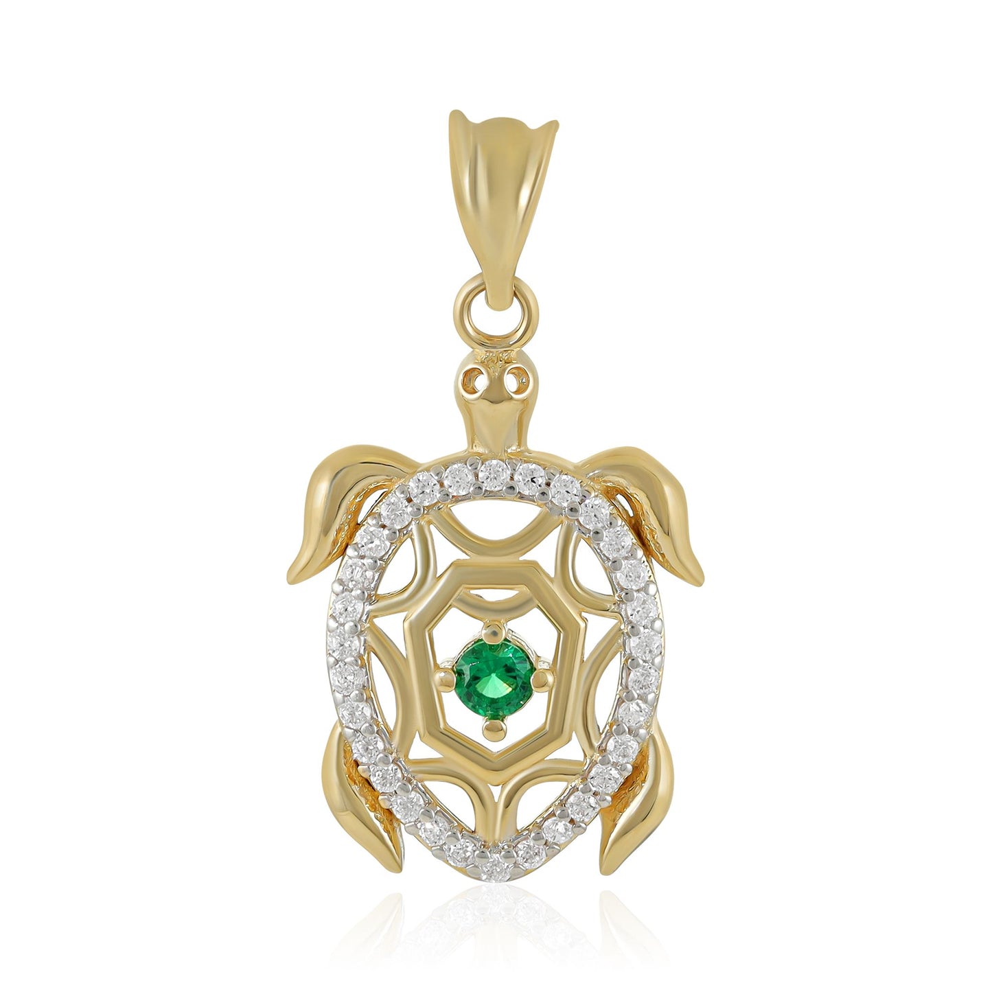 9ct Yellow Gold Cubic Zirconia Turtle Pendant