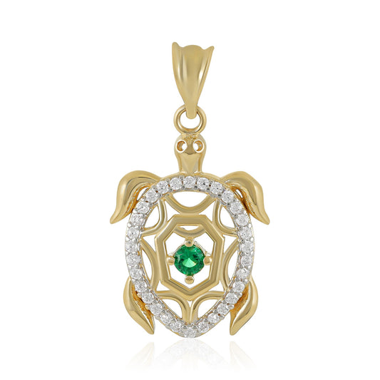 9ct Yellow Gold Cubic Zirconia Turtle Pendant