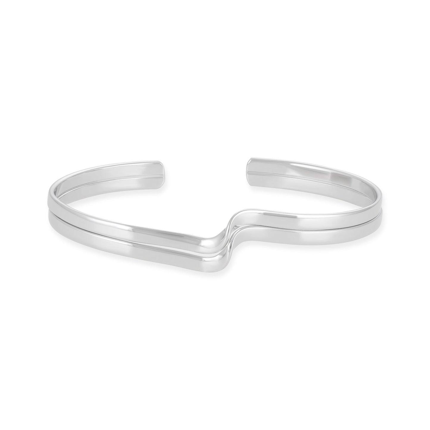 925 Sterling Silver Twist-Detail Adjustable Bangle